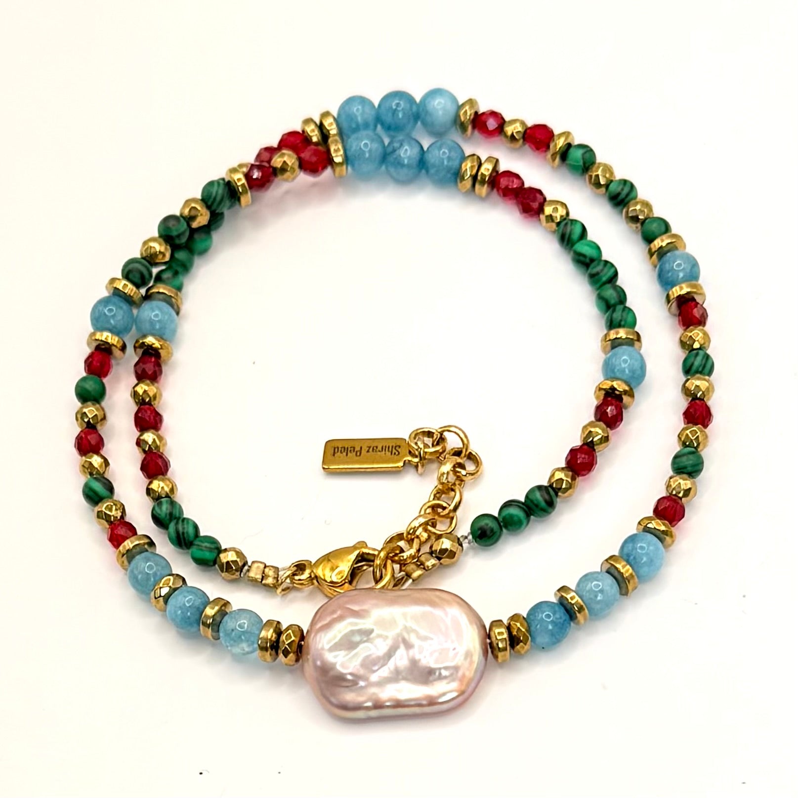 שרשרת פנינה בגוון ורוד עתיק אומה