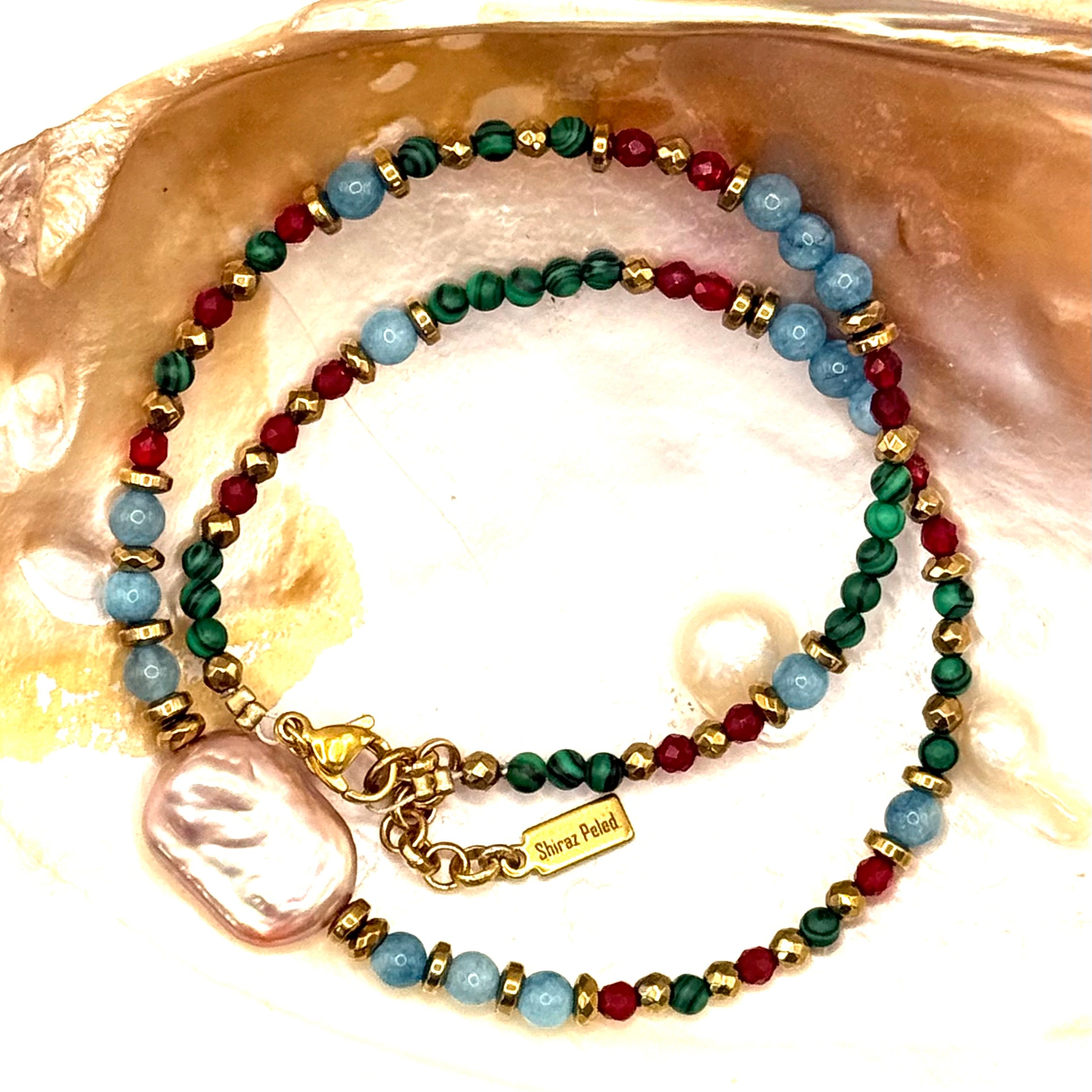 שרשרת פנינה בגוון ורוד עתיק אומה