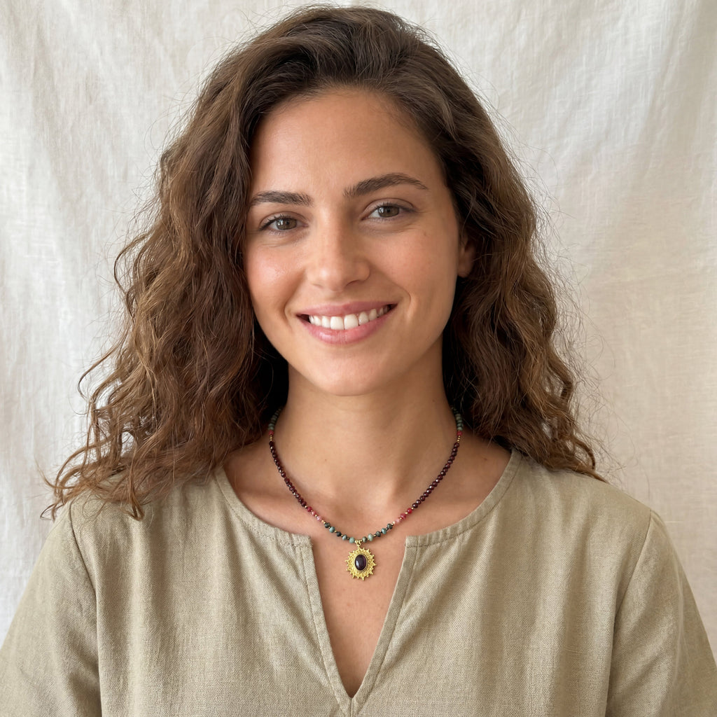שרשרת תליון משובץ אבן אמטיסט