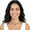 שרשרת פנינים ואבנים עם תליון לב נויה
