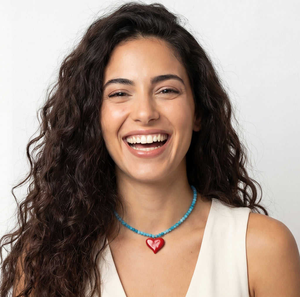 שרשרת לב ואבנים כחולות גאיה
