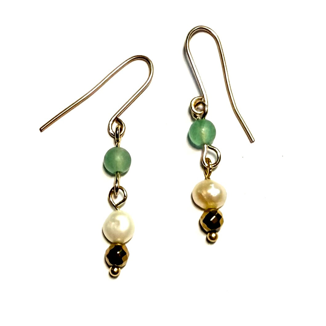 עגילי פנינים ואבני אוונטורין מיטל